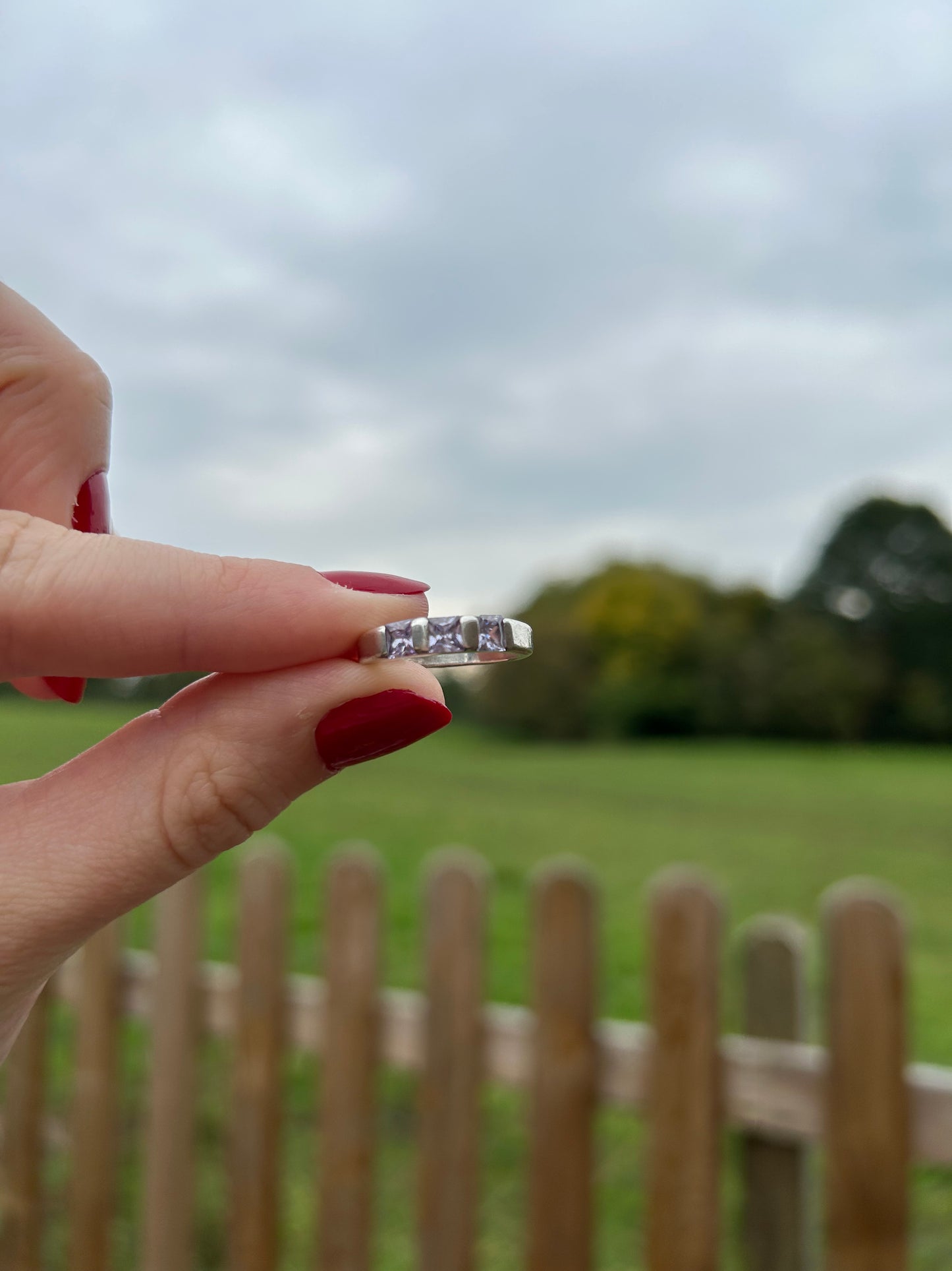 Sterling Silver Amethyst Eternity ring - Size M