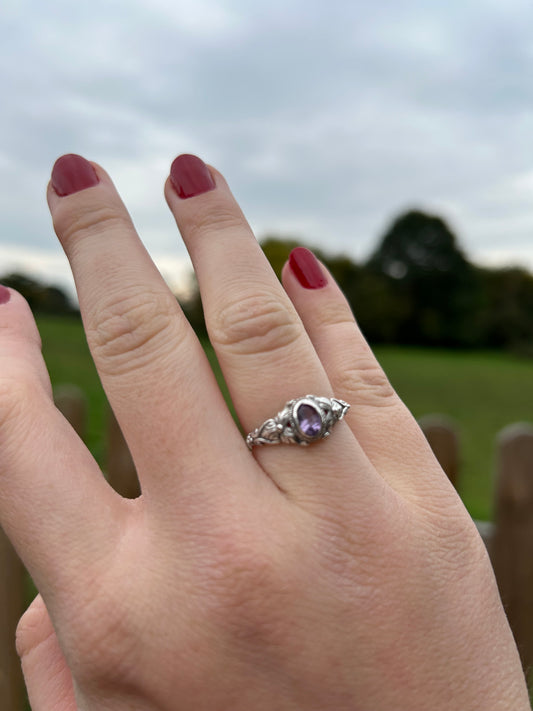 Sterling Silver and Amethyst ring - Size Q