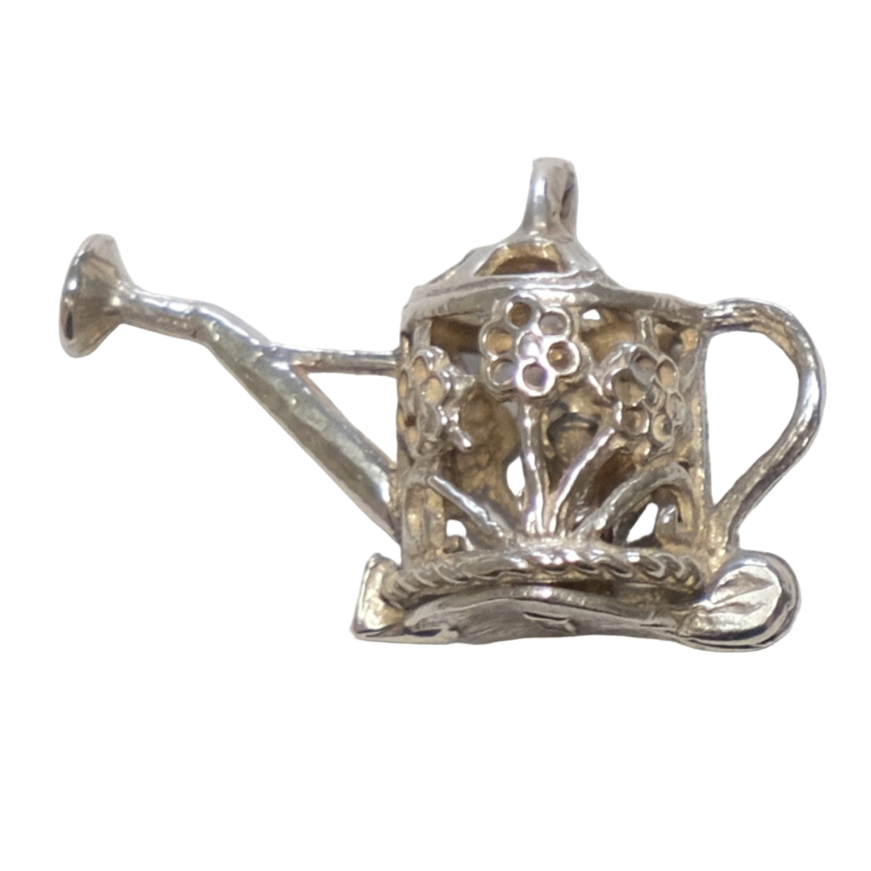 Vintage Silver Pendant - Watering Can, Hinged Charm