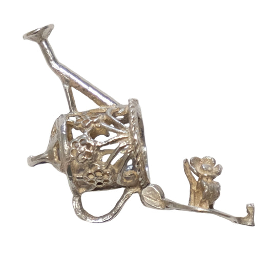 Vintage Silver Pendant - Watering Can, Hinged Charm