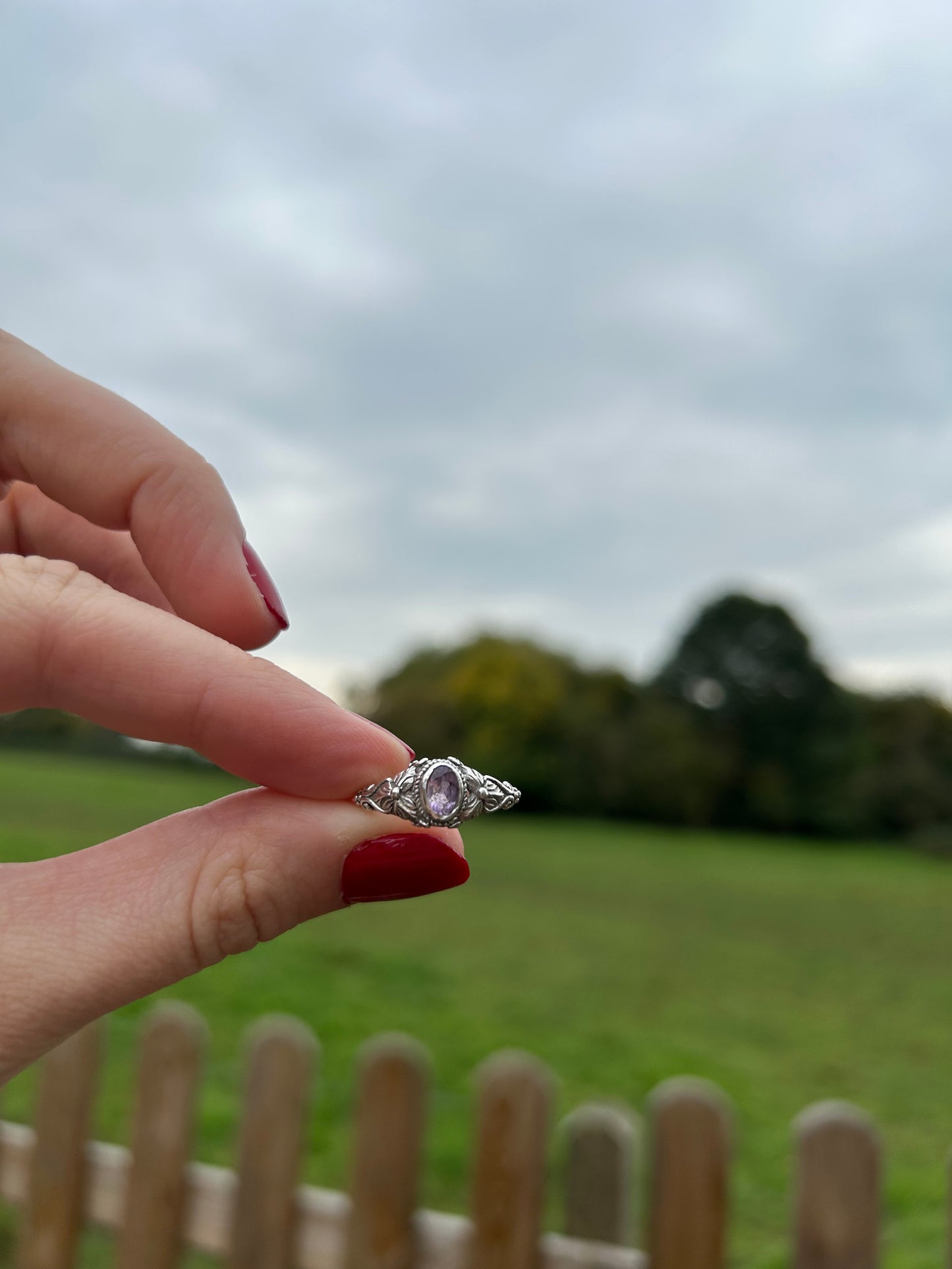 Sterling Silver and Amethyst ring - Size Q