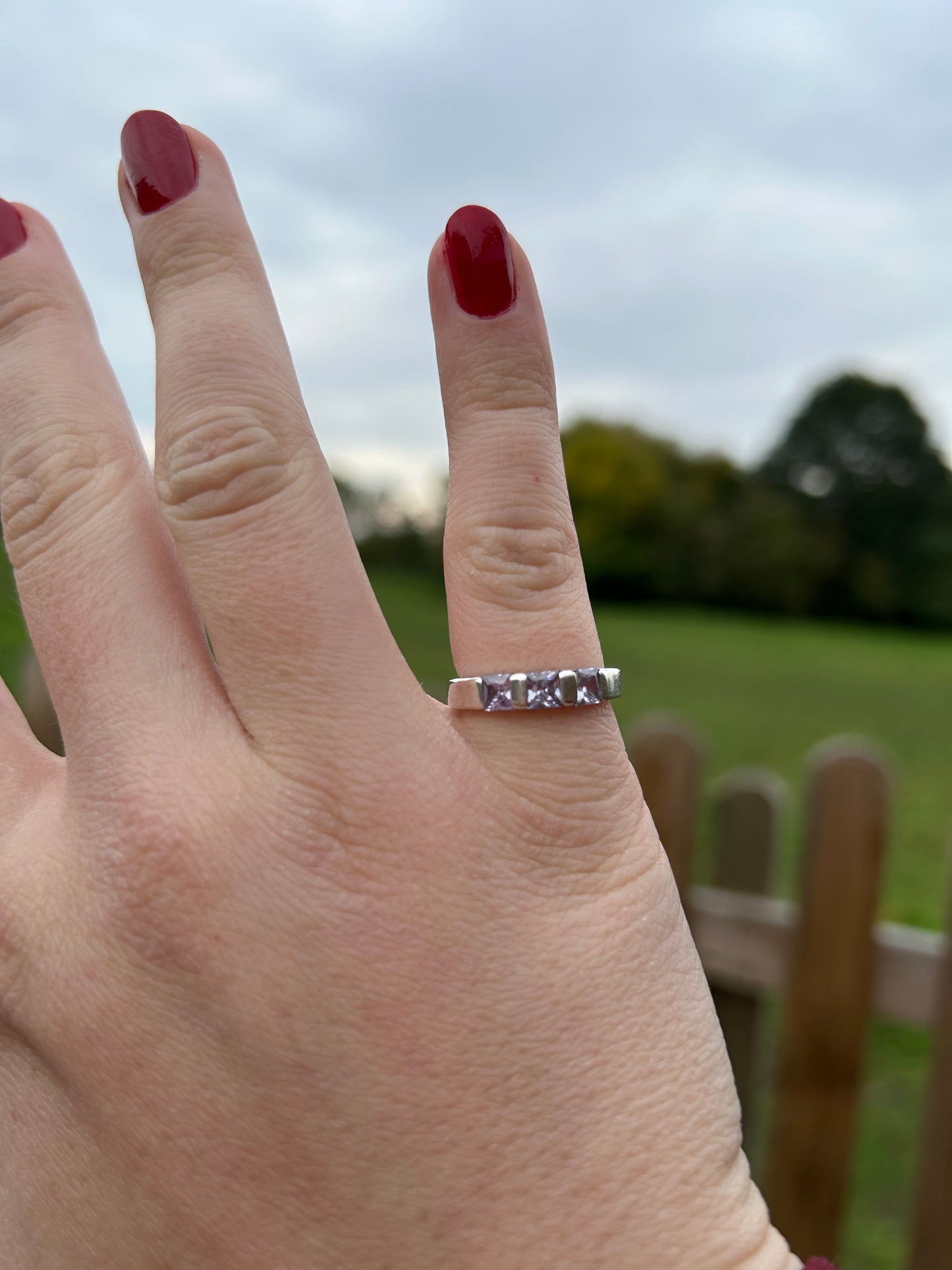 Sterling Silver Amethyst Eternity ring - Size M