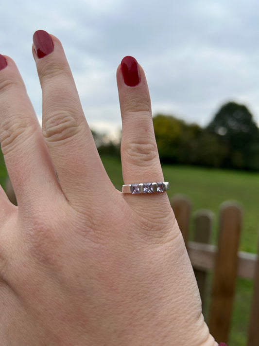 Sterling Silver Amethyst Eternity ring - Size M