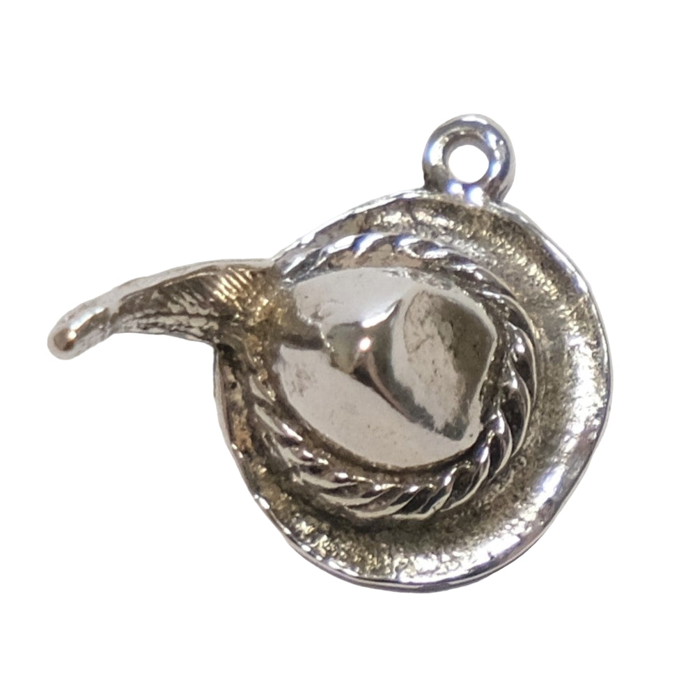 Vintage Silver Charm - Hat With Feather